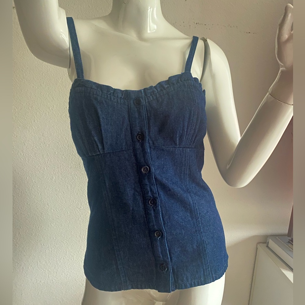 Maje Lingrid Denim Button-Front Convertible 4 way bustier/tube/Cami/halter sz 1